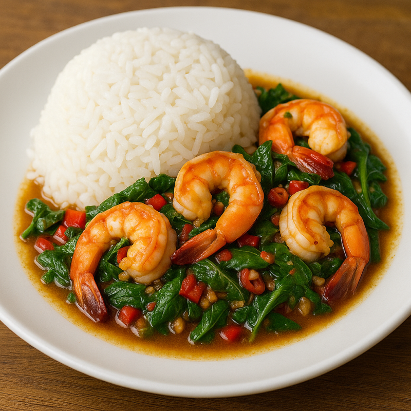 ข้าวกระเพรากุ้ง