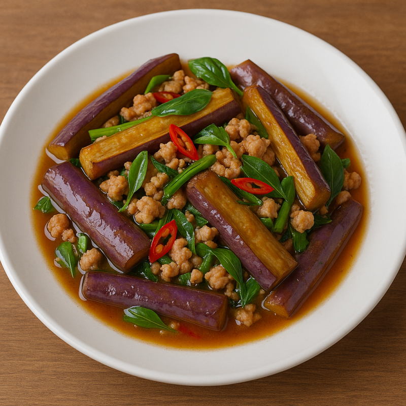 ผัดมะเขือยาวหมูสับ